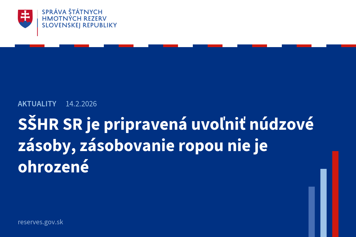 SŠHR SR je pripravená uvoľniť núdzové zásoby, zásobovanie ropou nie je ohrozené